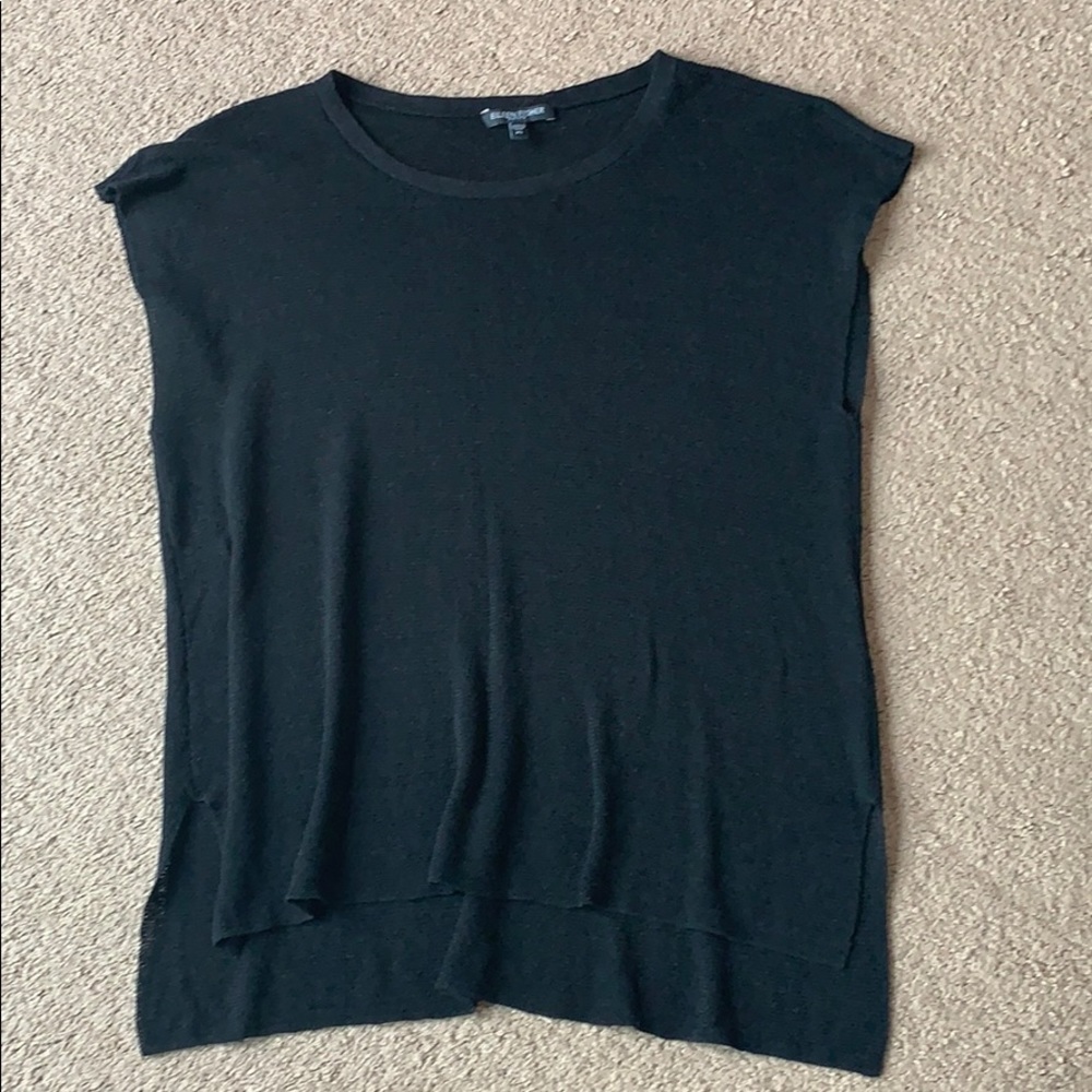 Eileen Fisher knit top black sz Petite Small linen